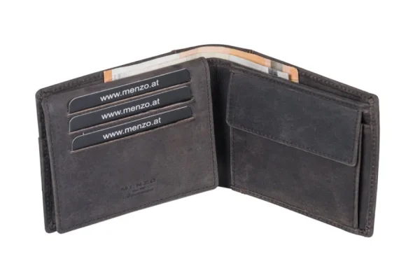 Menzo 8017 Herrenbörse darkbraun / Büffelleder-Herren Herrenbörsen