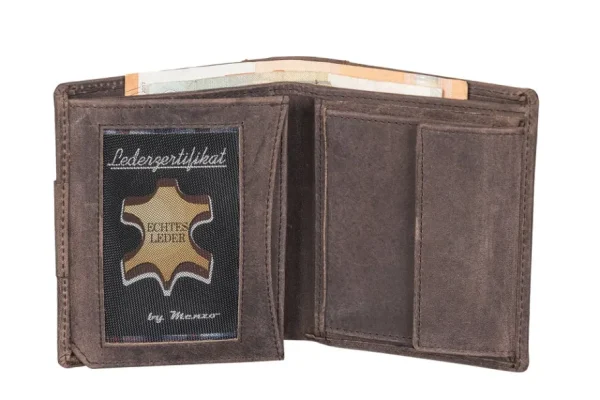 Menzo 8012 Herrenbörse darkbraun / Büffelleder-Herren Herrenbörsen