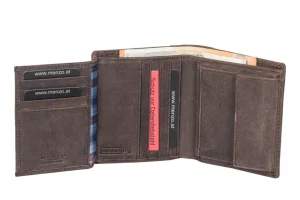 Menzo 8012 Herrenbörse darkbraun / Büffelleder-Herren Herrenbörsen