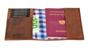 Menzo 936 Reisepassetui Büffelleder/deltabraun- Etuis + Kleinbörsen