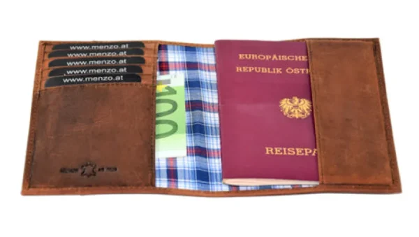 Menzo 936 Reisepassetui Büffelleder/deltabraun- Etuis + Kleinbörsen