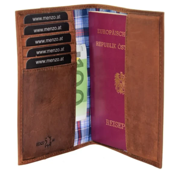 Menzo 936 Reisepassetui Büffelleder/deltabraun- Etuis + Kleinbörsen