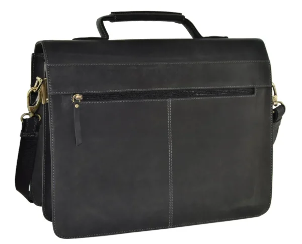 Menzo MB2 - 15,6 Zoll Laptop-Aktentasche Büffelleder/schwarz- Aktentaschen