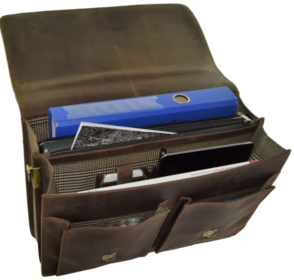 Menzo MB2 - 15,6 Zoll Laptop-Aktentasche Büffelleder/marone- Aktentaschen