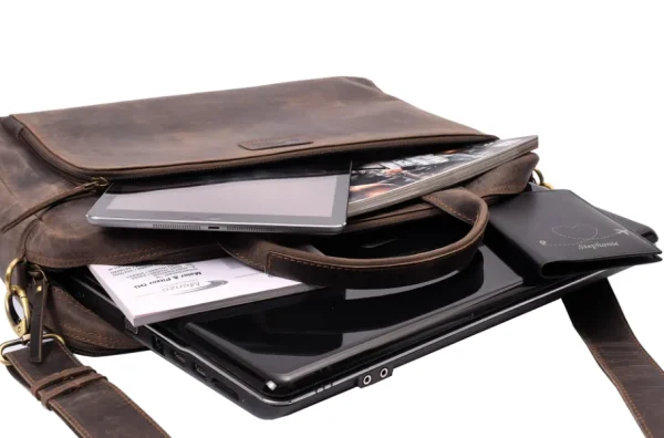 Menzo MB119 - 17,3 Zoll Laptop-Aktentasche Büffelleder/marone- Aktentaschen | Laptoptaschen