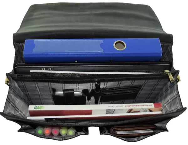 Menzo MB2 - 15,6 Zoll Laptop-Aktentasche Büffelleder/schwarz- Aktentaschen