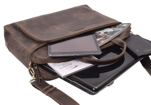 Menzo MB119 - 17,3 Zoll Laptop-Aktentasche Büffelleder/marone- Aktentaschen | Laptoptaschen