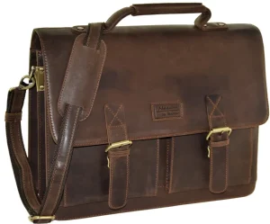 Menzo MB2 - 15,6 Zoll Laptop-Aktentasche Büffelleder/marone- Aktentaschen