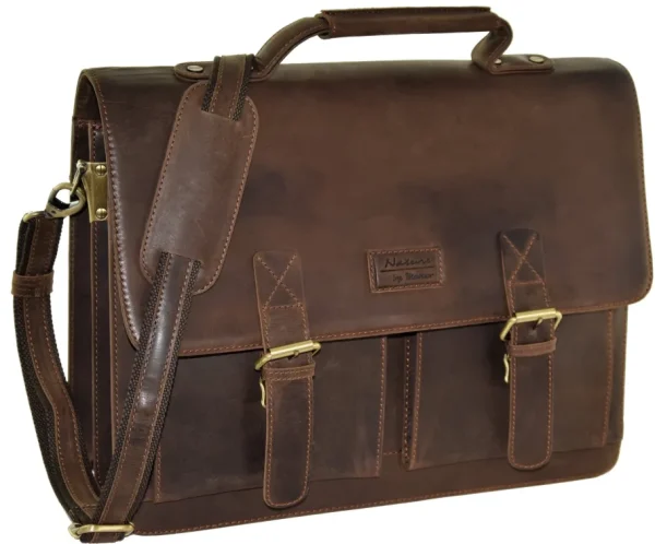 Menzo MB2 - 15,6 Zoll Laptop-Aktentasche Büffelleder/marone- Aktentaschen
