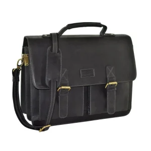 Menzo MB2 - 15,6 Zoll Laptop-Aktentasche Büffelleder/schwarz- Aktentaschen