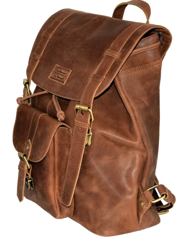 Menzo MB36 - 14 Zoll Rucksack Büffelleder/deltabraun- Rucksäcke