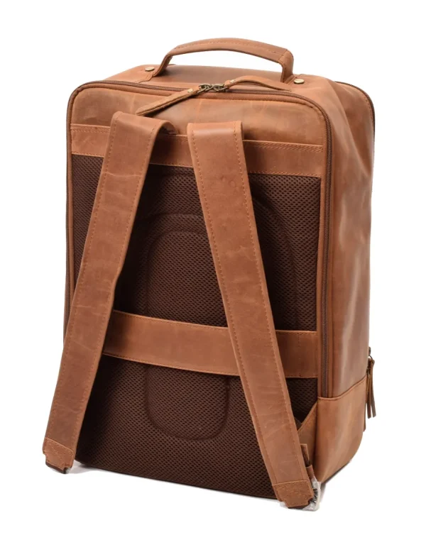 Menzo MB80 - Rucksack Büffelleder/deltabraun für 15,6 Zoll Laptop- Rucksäcke