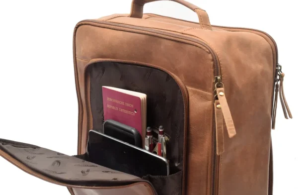 Menzo MB80 - Rucksack Büffelleder/deltabraun für 15,6 Zoll Laptop- Rucksäcke