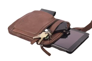 Menzo MB 84 Umhängetasche Rindsleder-braun- Umhängetaschen - Shopper