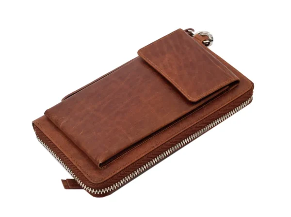 Menzo MB106 Handy-Lederbörsentasche Büffelleder/cognac- Umhängetaschen - Shopper