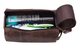 Menzo MB51 Kulturtasche Büffelleder/marone- Kulturbeutel