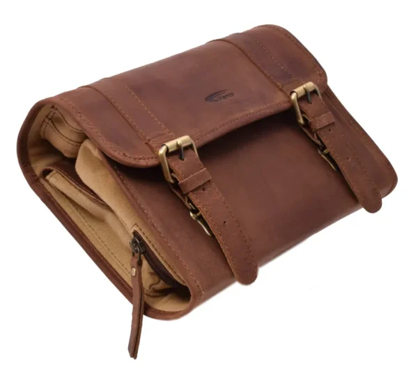 Menzo MB52 Kulturtasche Büffelleder/deltabraun- Kulturbeutel