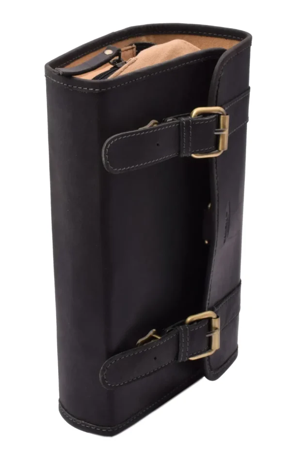 Menzo MB52 Kulturtasche Büffelleder/schwarz- Kulturbeutel