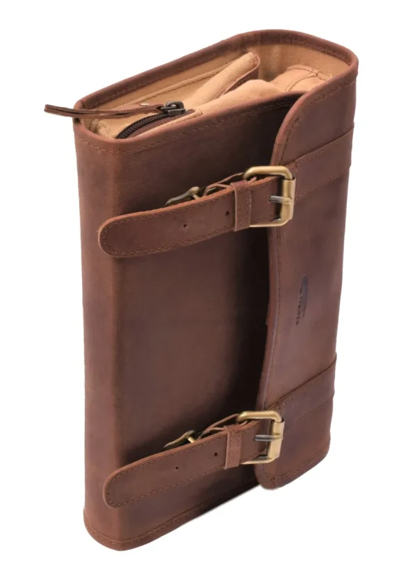 Menzo MB52 Kulturtasche Büffelleder/deltabraun- Kulturbeutel