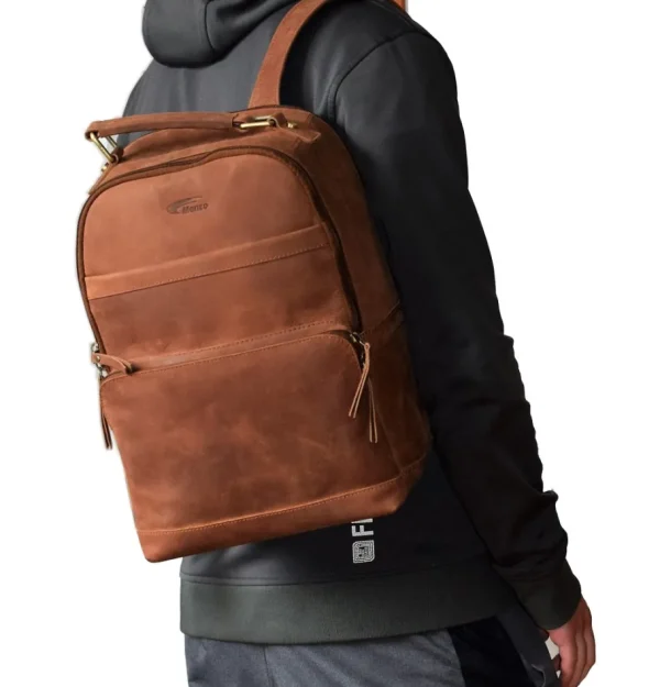 Menzo MB59 Rucksack Büffelleder/deltabraun- Rucksäcke