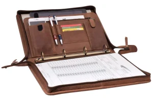 Menzo MB24 Schreibmappe A4 Büffelleder/deltabraun- Schreibmappen A4