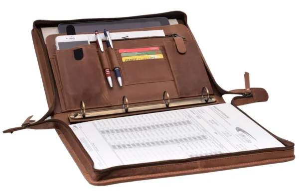 Menzo MB24 Schreibmappe A4 Büffelleder/deltabraun- Schreibmappen A4