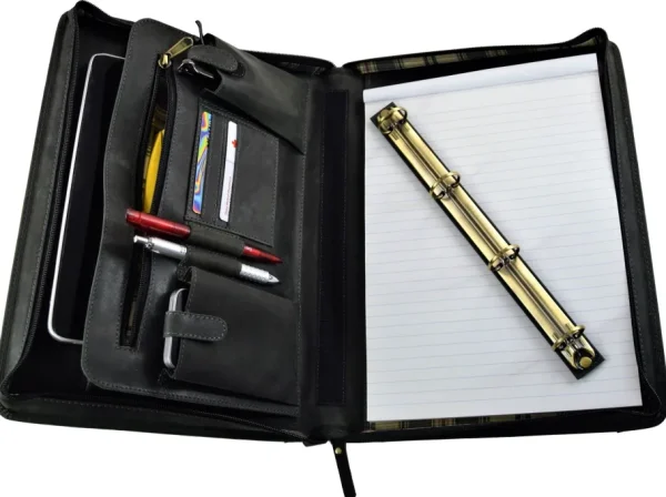 Menzo MB24 Schreibmappe A4 Büffelleder/schwarz- Schreibmappen A4