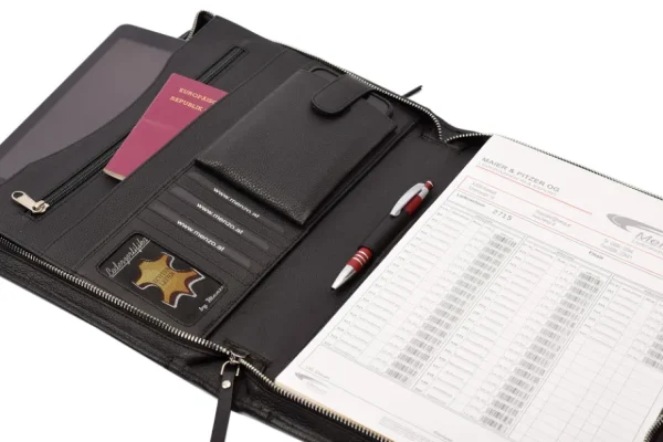 Menzo MB102 Schreibmappe A4 Nappaleder/schwarz- Schreibmappen A4