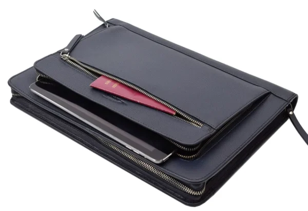 Menzo MB102 Schreibmappe A4 Nappaleder/navy- Schreibmappen A4