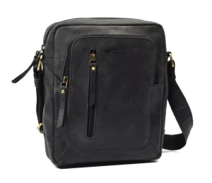 Menzo MB116 Umhängetasche Büffelleder/schwarz- Umhängetaschen - Shopper