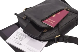 Menzo MB116 Umhängetasche Büffelleder/schwarz- Umhängetaschen - Shopper