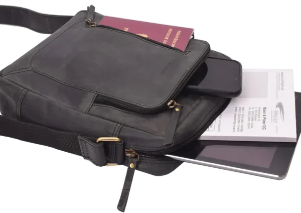 Menzo MB116 Umhängetasche Büffelleder/schwarz- Umhängetaschen - Shopper