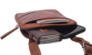 Menzo MB109 Umhängetasche Büffelleder/cognac- Umhängetaschen - Shopper
