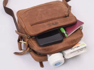 Menzo MB115 Umhängetasche Büffelleder/deltabraun- Umhängetaschen - Shopper