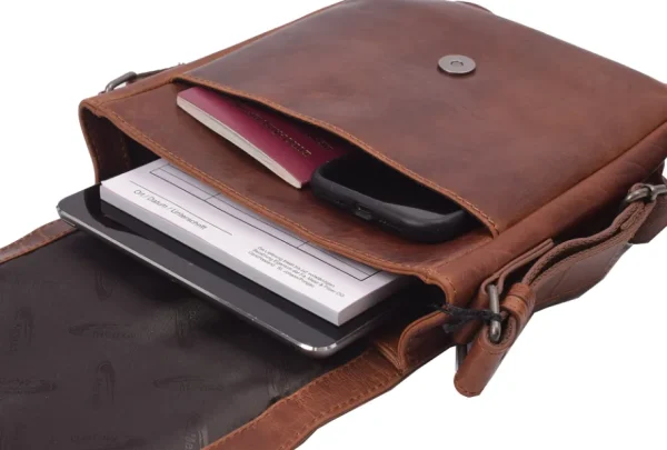 Menzo MB110 Umhängetasche Büffelleder/cognac- Umhängetaschen - Shopper