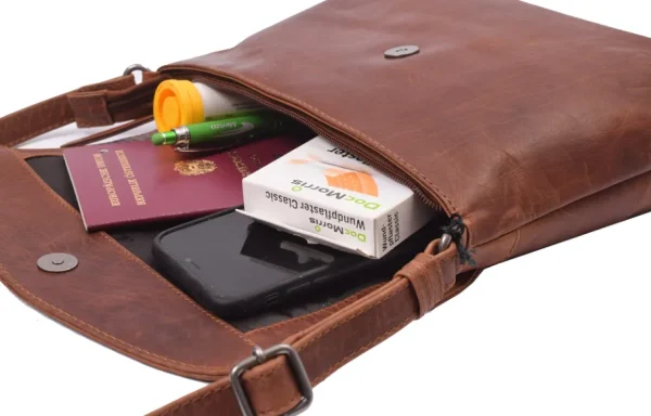 Menzo MB112 Umhängetasche Büffelleder/cognac- Umhängetaschen - Shopper