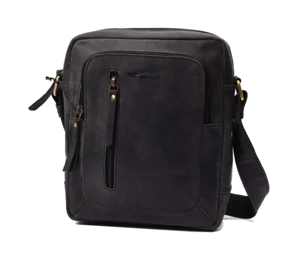Menzo MB116 Umhängetasche Büffelleder/schwarz- Umhängetaschen - Shopper