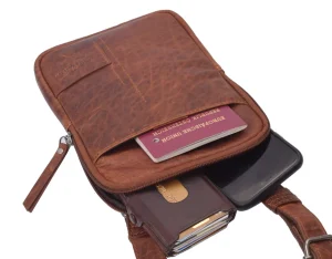 Menzo MB109 Umhängetasche Büffelleder/cognac- Umhängetaschen - Shopper