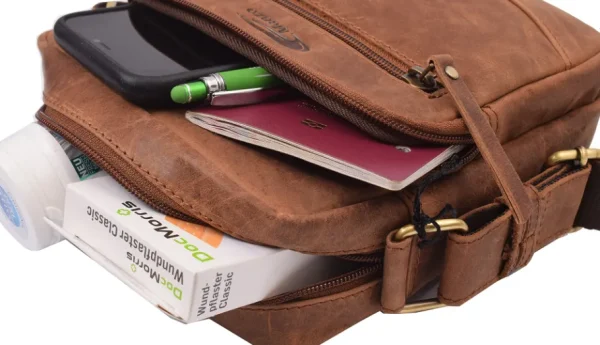 Menzo MB115 Umhängetasche Büffelleder/deltabraun- Umhängetaschen - Shopper