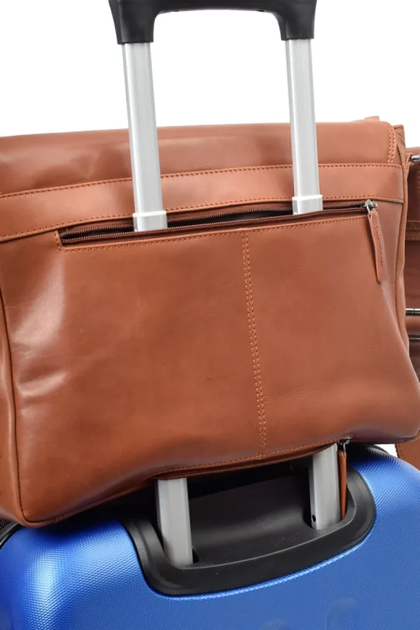 Menzo MB69D - Umhängetasche Rindsleder/cognac- Laptoptaschen