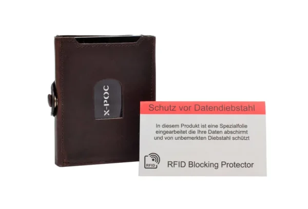 Menzo X-POC 7048 Kreditkarten Slim-Wallet Rindsleder/ dunkelbraun- X-poc