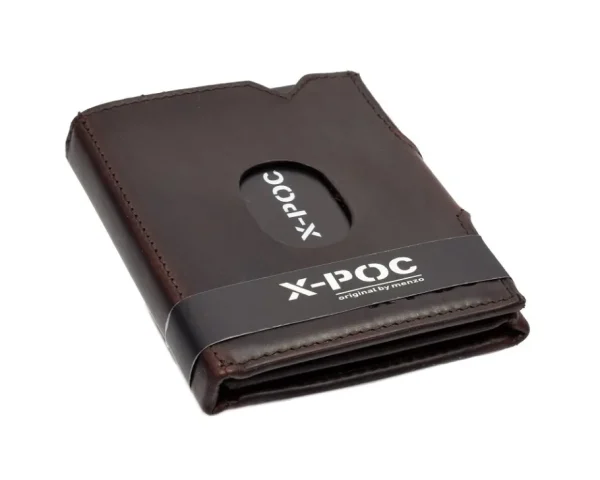 Menzo X-POC 7049 Kreditkarten Slim-Wallet mit Münzfach Rindsleder/dunkelbraun- X-poc