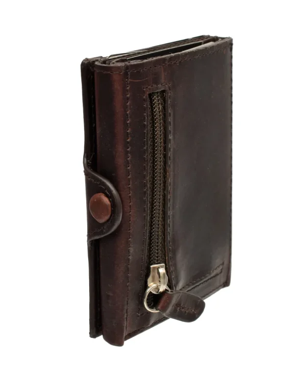 Menzo X-POC 7049 Kreditkarten Slim-Wallet mit Münzfach Rindsleder/dunkelbraun- X-poc