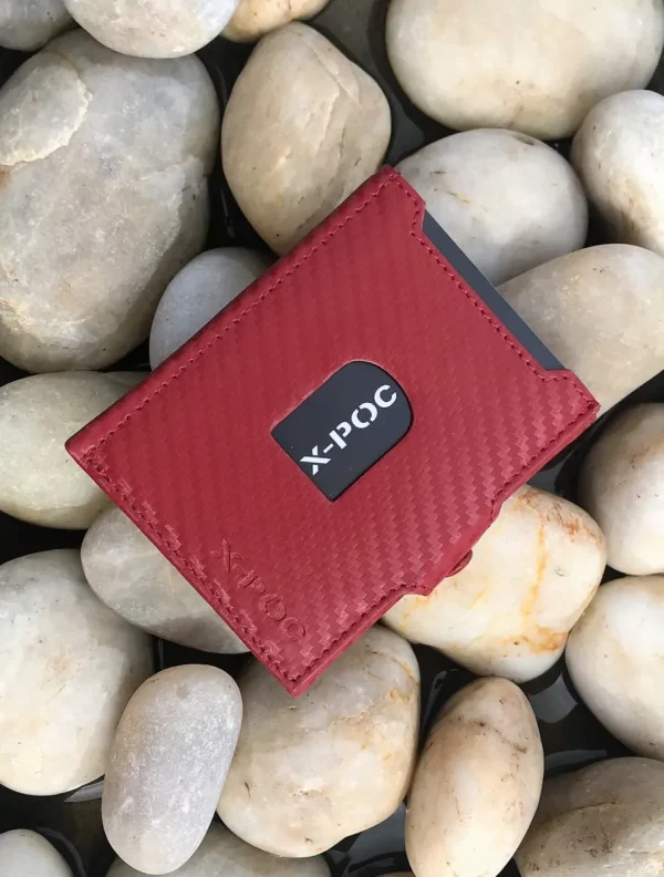 Menzo X-POC 7048 Kreditkarten Slim-Wallet Rindsleder/carbon-rot- X-poc