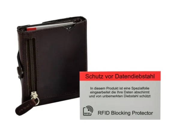 Menzo X-POC 7049 Kreditkarten Slim-Wallet mit Münzfach Rindsleder/dunkelbraun- X-poc