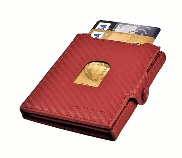 Menzo X-POC 7048 Kreditkarten Slim-Wallet Rindsleder/carbon-rot- X-poc