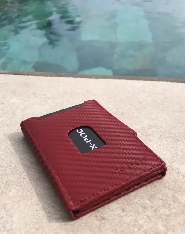Menzo X-POC 7048 Kreditkarten Slim-Wallet Rindsleder/carbon-rot- X-poc